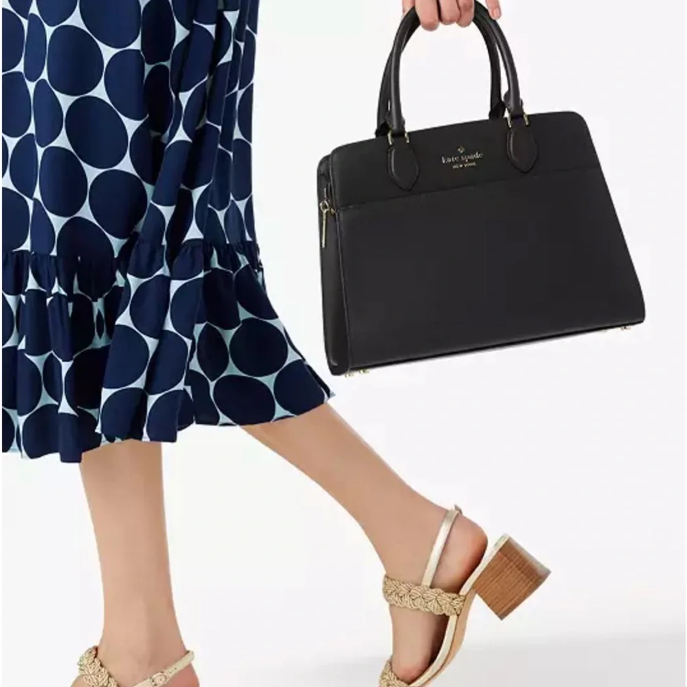 KATE SPADE Madison Saffiano Leather Medium Satchel BLACK COLOR